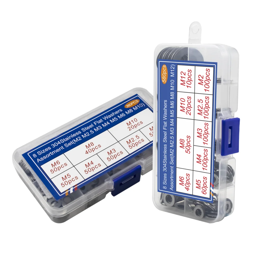 Gratis Verzending 360Pcs Rvs Pakking Platte Ring M2-m12