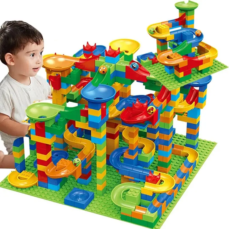 514Pcs DIY Small Size Building Blocks Assemble Toys Marble Race Run Blocks Maze Ball Funnel Slide Blocks Bulk Model Toy