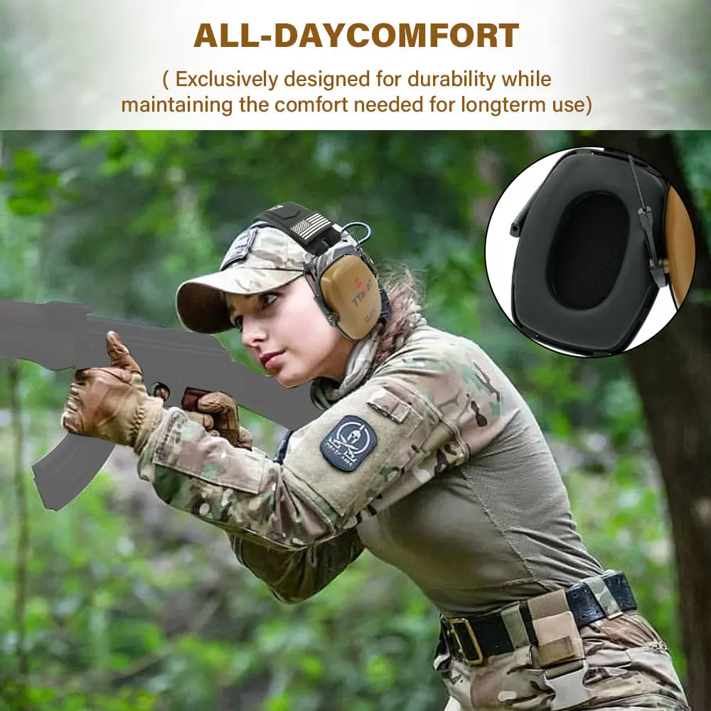Tactical Noise-reduce Earmuff with NRR 25dB Noise Reduction - Effective Hearing Protection for Shooting and Hunting Activities