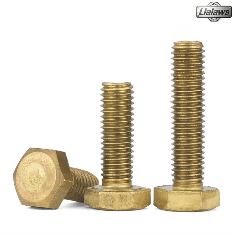 1~50pcs Brass Outer Hexagonal Bolt Full Thread Copper External Hex Screw M3 M4 M5 M6 M8 M10 M12 Length 6~100mm