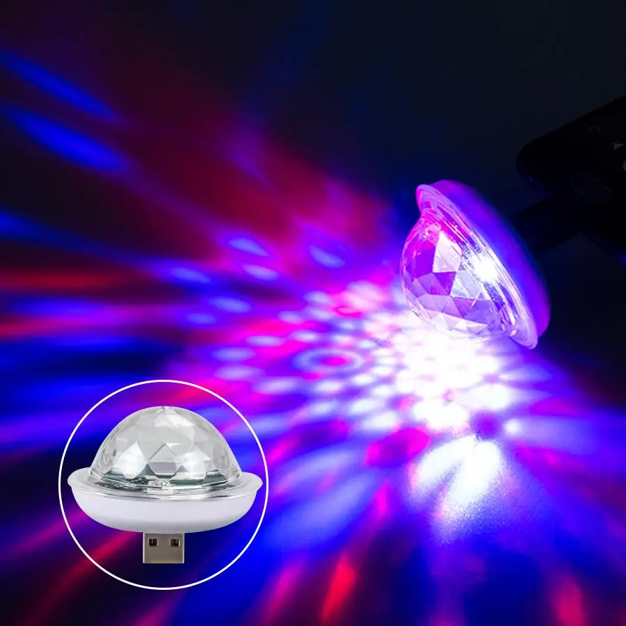 LED RGB ديسكو ضوء المرحلة تيار مستمر 5 فولت USB ماجيك الكرة ضوء مصباح القيادة الصوتية للهاتف المحمول الطرف الأسرة الديكور