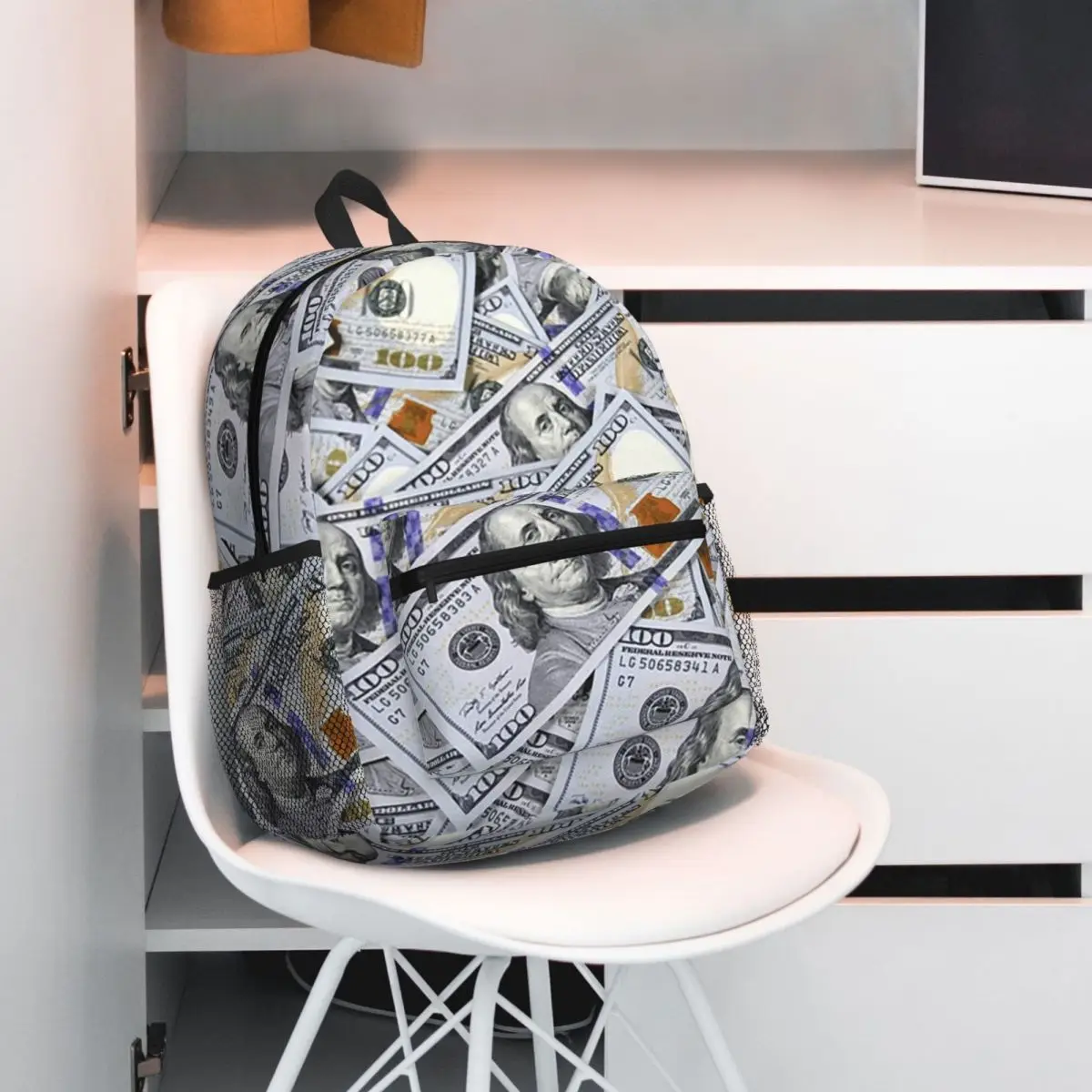 Giant Money Background 100 Dollar Bills Backpack Student BookBag Kids School Bag Computer Shoulder Bags for Boys Girls