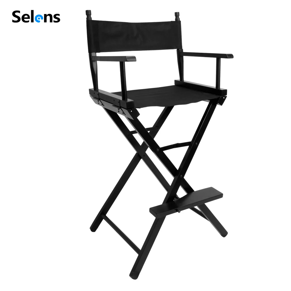

Selens Photography Tall Director Chair Portable Professional Makeup Artist Folding Chair Steel Outdoor Camping Fishing Black