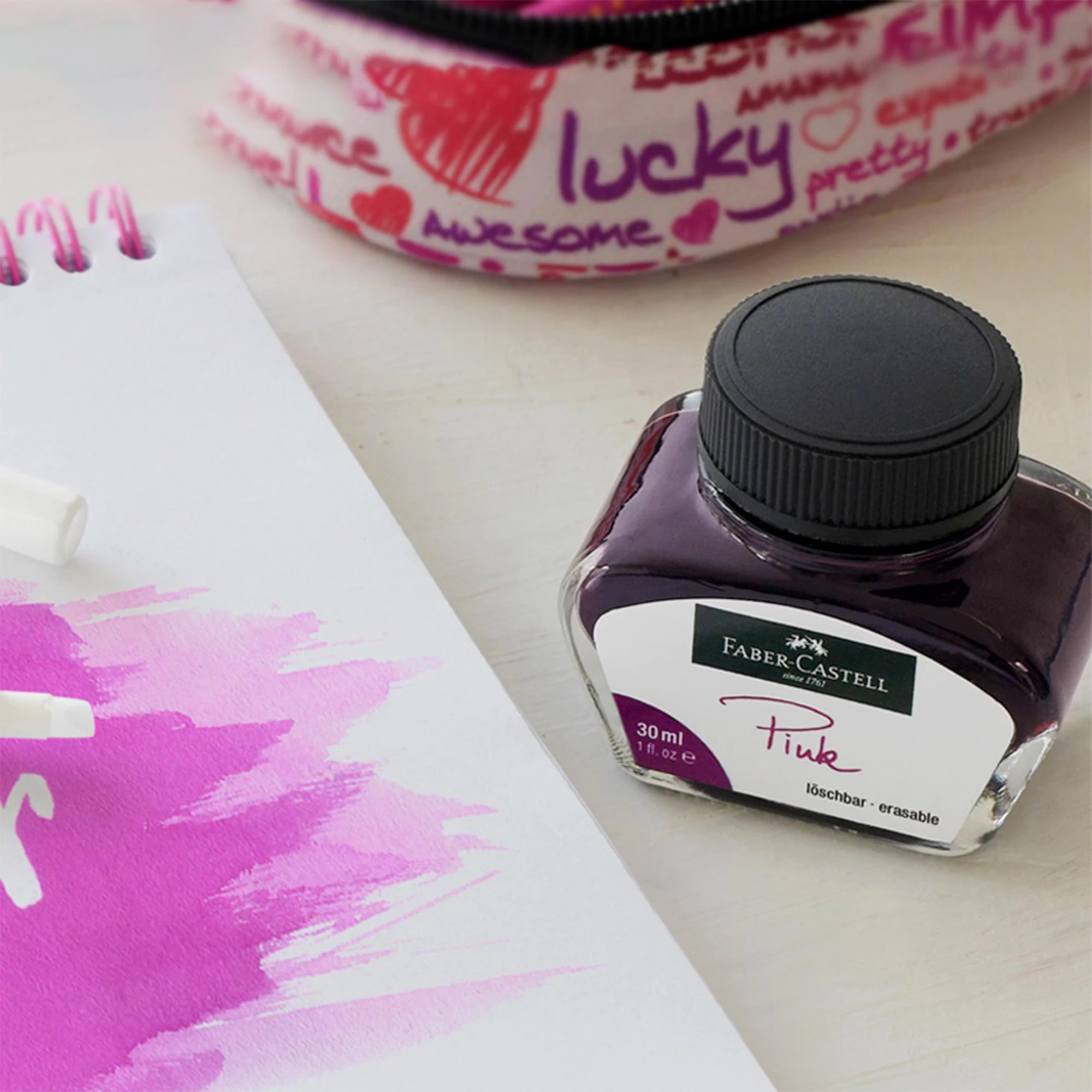 Faber-Castell 30ml Ink Refill for Fountain Pen – Non-Carbon Black/Blue Ink Bottle Smooth Flow High-End Writing Refill Ink Supply