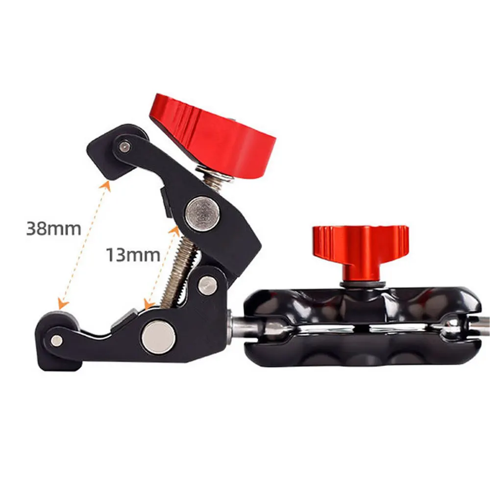 Universal Magic Arm Multi Functional Ballhead Clamp Double Ball Adapter Shoe Mount Adapte For Monitor Led Light Video 1/4 Camera