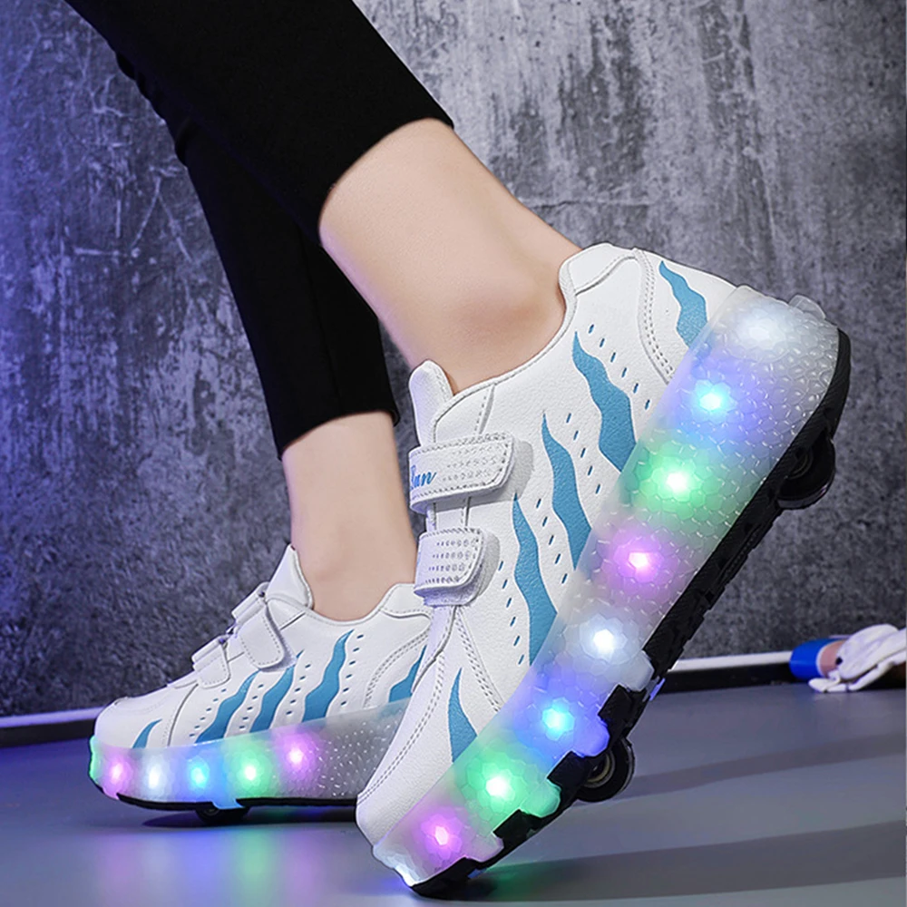 New Led Roller Sneaker scarpe da pattinaggio Outdoor Kids staccabile 2 ruote Blade Leisure scarpe sportive traspiranti Led Light Gear Blink