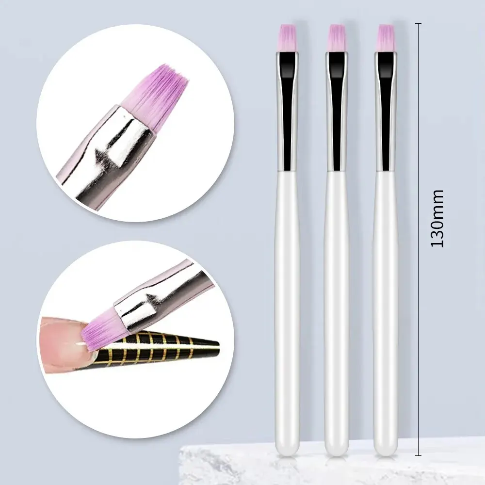 3 Pcs Flat Head Phototherapy Pen Nail Brush Tool Professional UV Gel Brush Pen Extension Painting Drawing Brush Manicure Tools