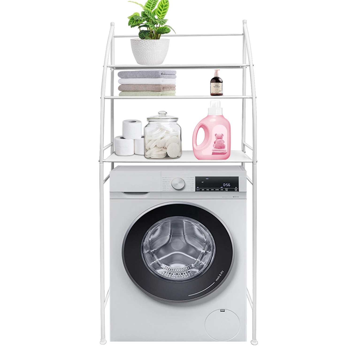 Étagère de rangement à 3 niveaux pour toilettes, en métal, à poser sur les toilettes, pour salle de bain, cuisine, buanderie, salon, sans perçage