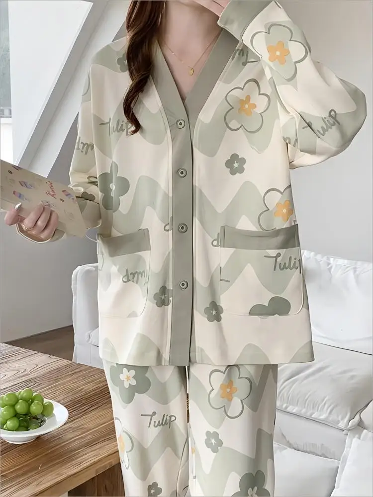 Ropa de casa para mujer, conjunto de pijamas de talla grande, ropa de dormir de dos piezas, Envío Gratis