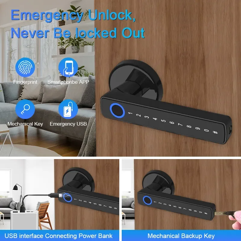 Customizable Heavy Duty Smart Lock Keyless Entry Fingerprint Password WiFi Glass Door-Cerradura Inteligente Electronic Front