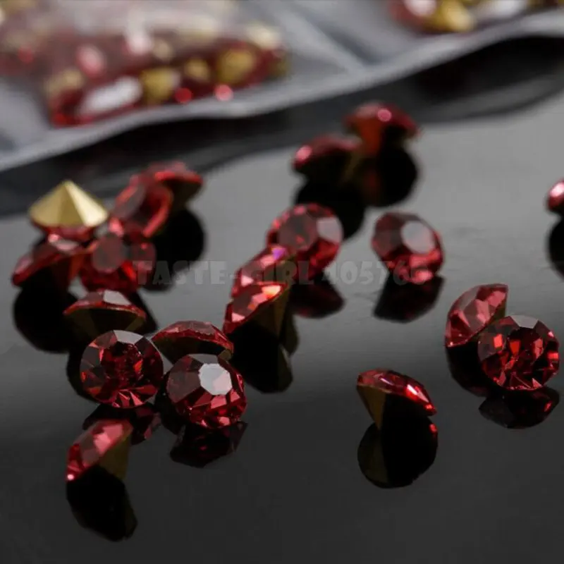 6 Grids/Pack Mix 5 Sizes Nail Glitter V-Bottom Sharp Diamond Gems Arylic Nail Art Rhinestone Jewel Decorations Manicure DIY GZ