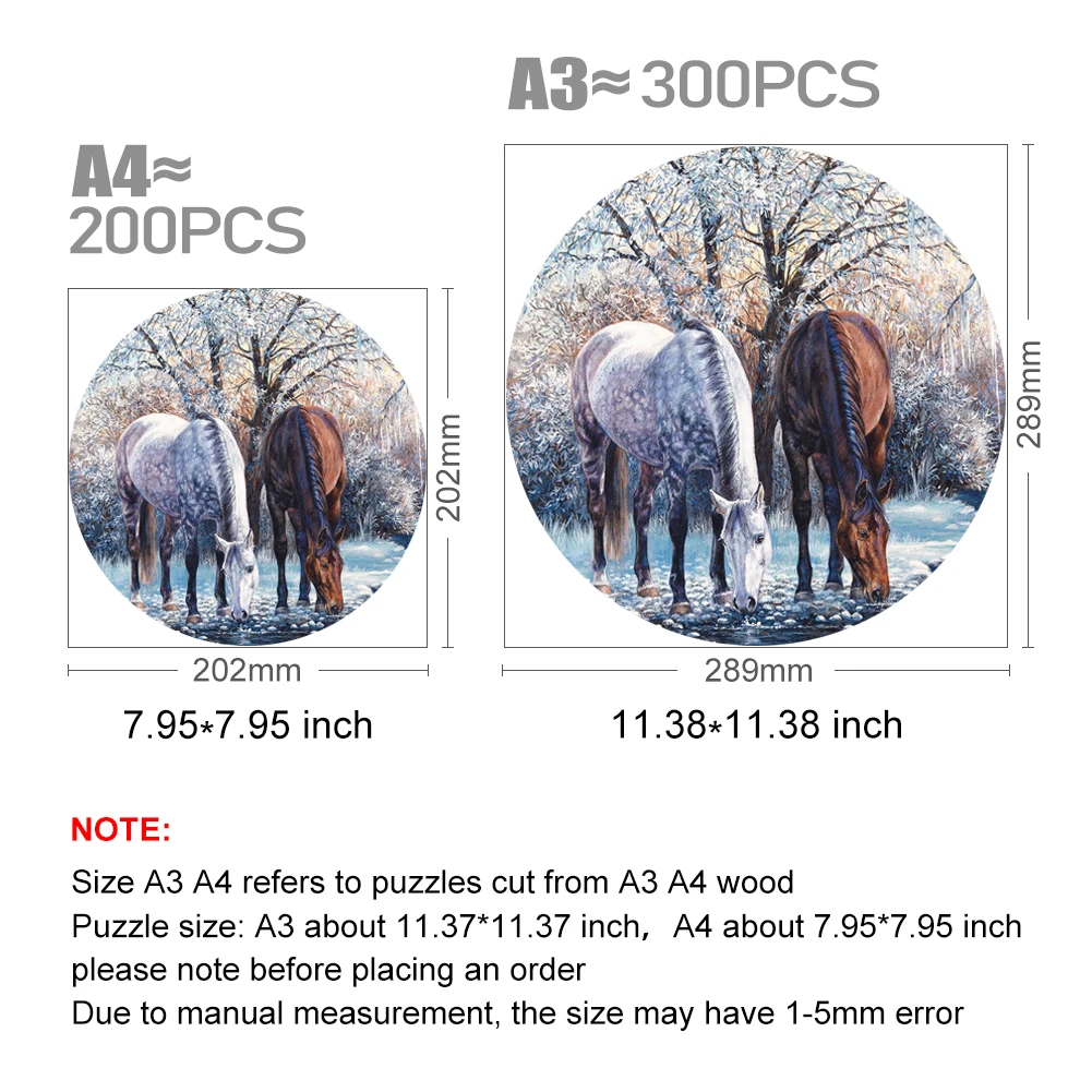 Puzzle cheval en bois pour adultes et enfants, jeux de fête, jouets animaux, décoration de la maison, hiver