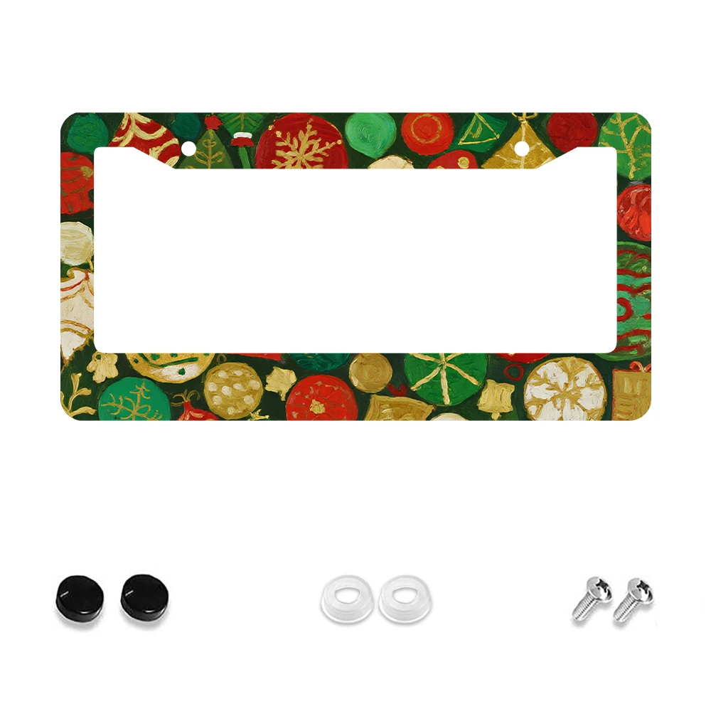

1 шт., красочная рамка для номерного знака с рождественским орнаментом и 2 отверстиями, алюминиевый материал, 6x12 дюймов с комплектом винтов, ретро-новинка