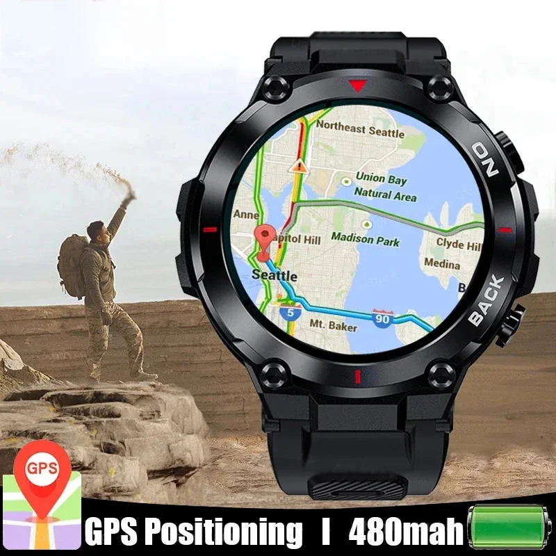 2024NEW GPS Smart Watch Men Military 5ATM Waterproof Long Battery Life Tactical SmartWatch Blood Oxygen Watch for Samsung iPhone