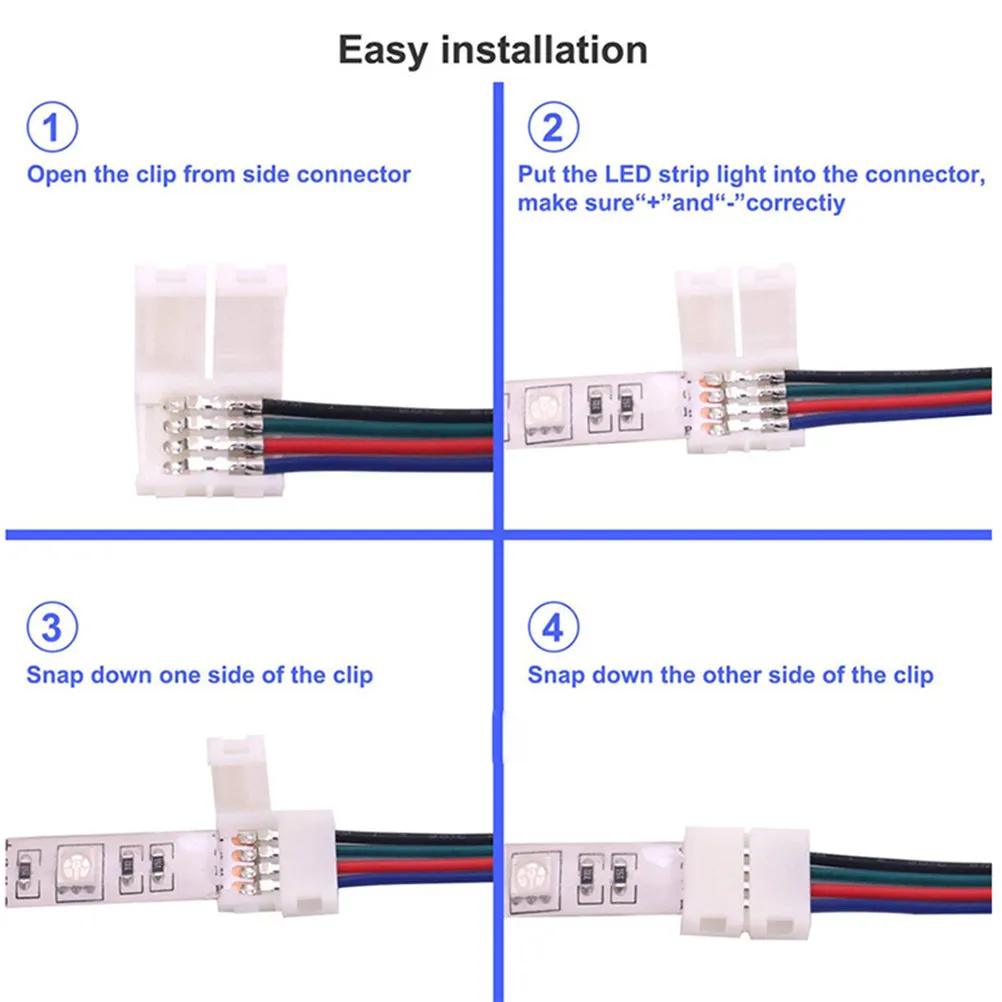 Stable Weld-Free 5050 LED Strip Connector Quick Connect Rgb Light Bar Cable No Tools Needed Long Life Decoration Lighting