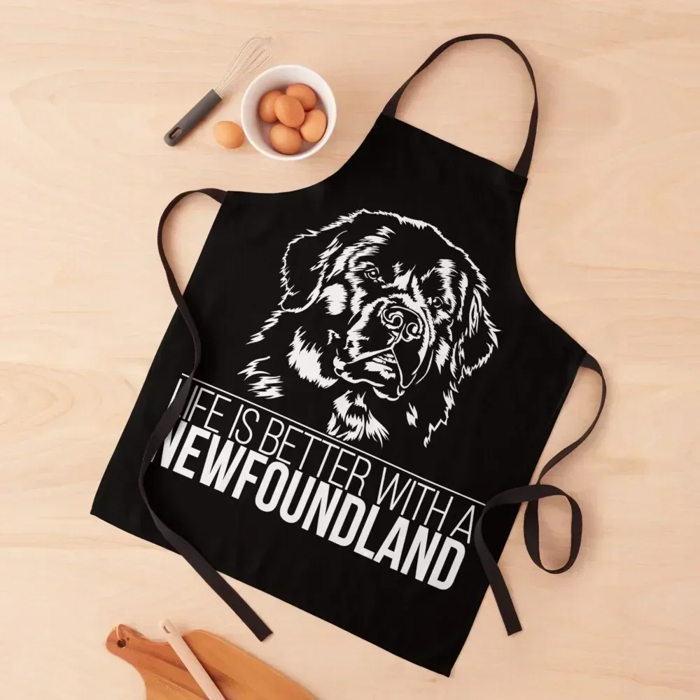 

Life is better with a NEWFOUNDLAND Dog Apron Kitchen Household Items Kitchen barber uniform Apron