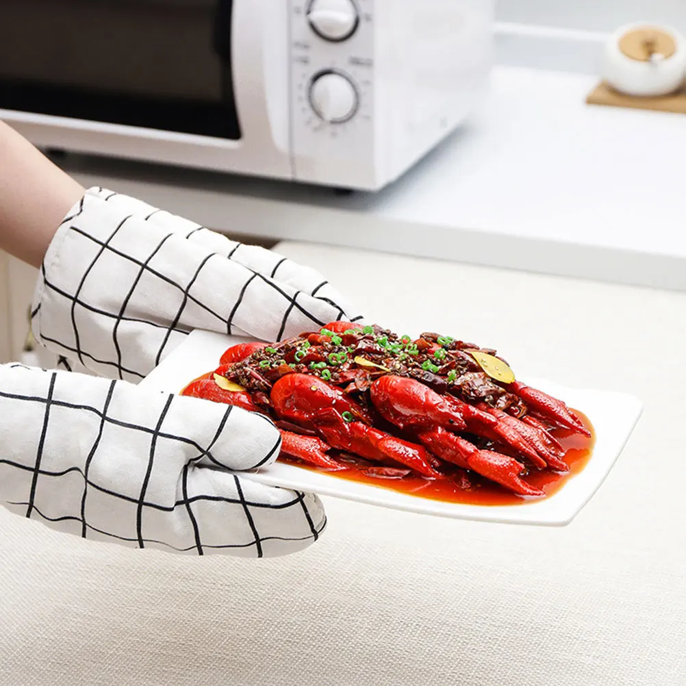 

2PCS Heat Resistant Oven Mitts Anti Kitchen Home Cookware Accessories Pot Holders Cotton Linen Protect Hands