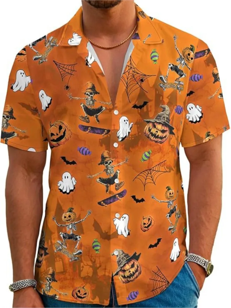 

Menswear Clothing Short Sleeves Printed Men's Shirts Loose Simple Style All-match Casual Temperament Buttons Trendy Temperament