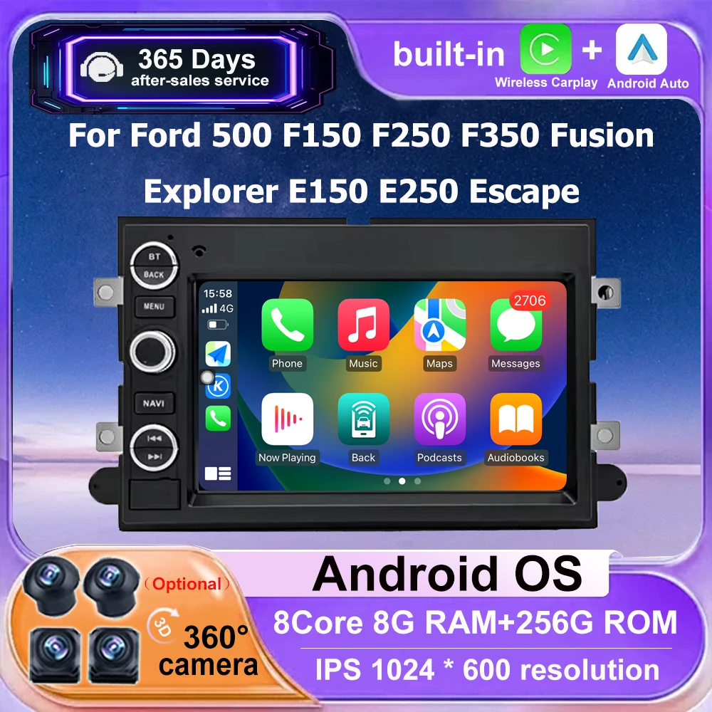 

Android Auto For Ford 500 F150 F250 F350 Fusion Explorer E150/E250 Escape Car Radio Multimedia Video Player GPS Navigation WIFI