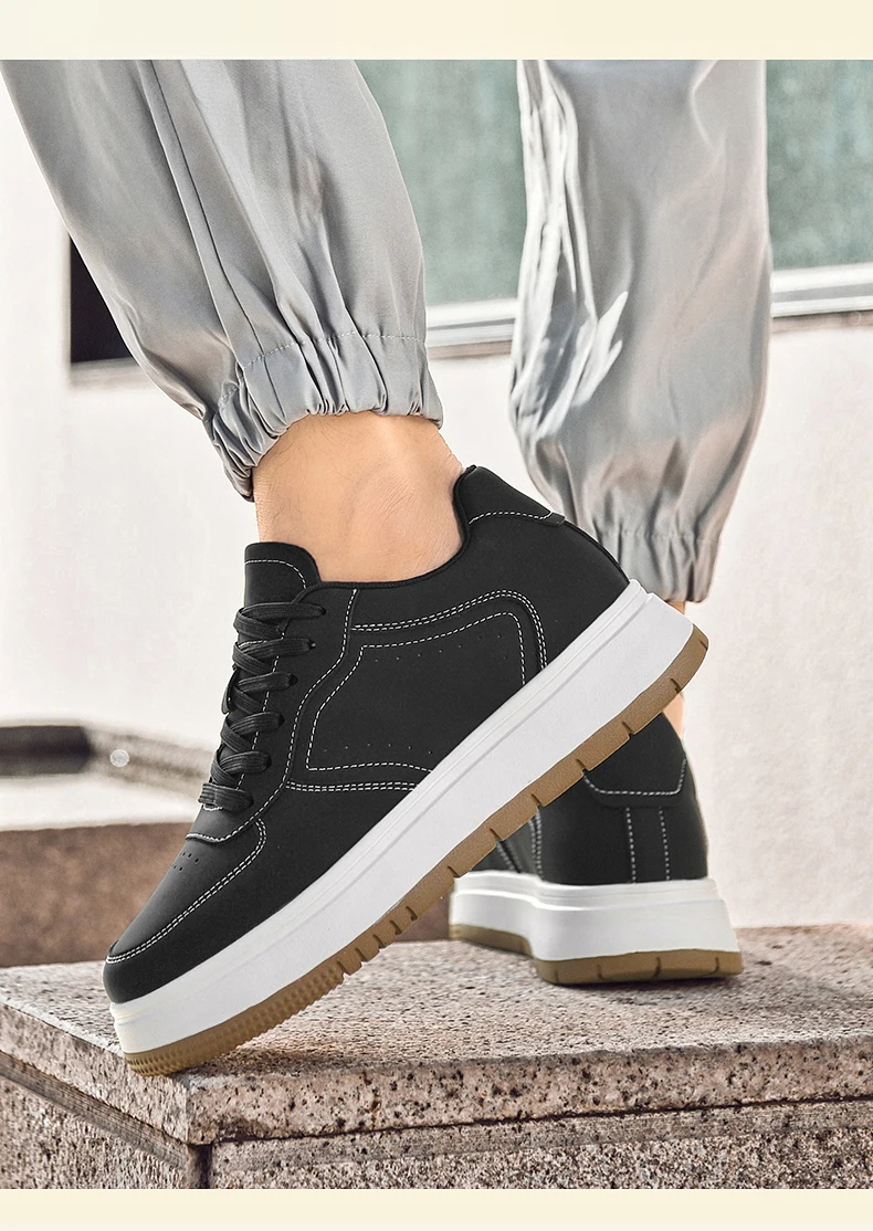 New Height-increasing Shoes for Men: 10CM-8CM-6CM Invisible Height-increasing Sports Shoes, White Sports Shoes, Large Size 37-44