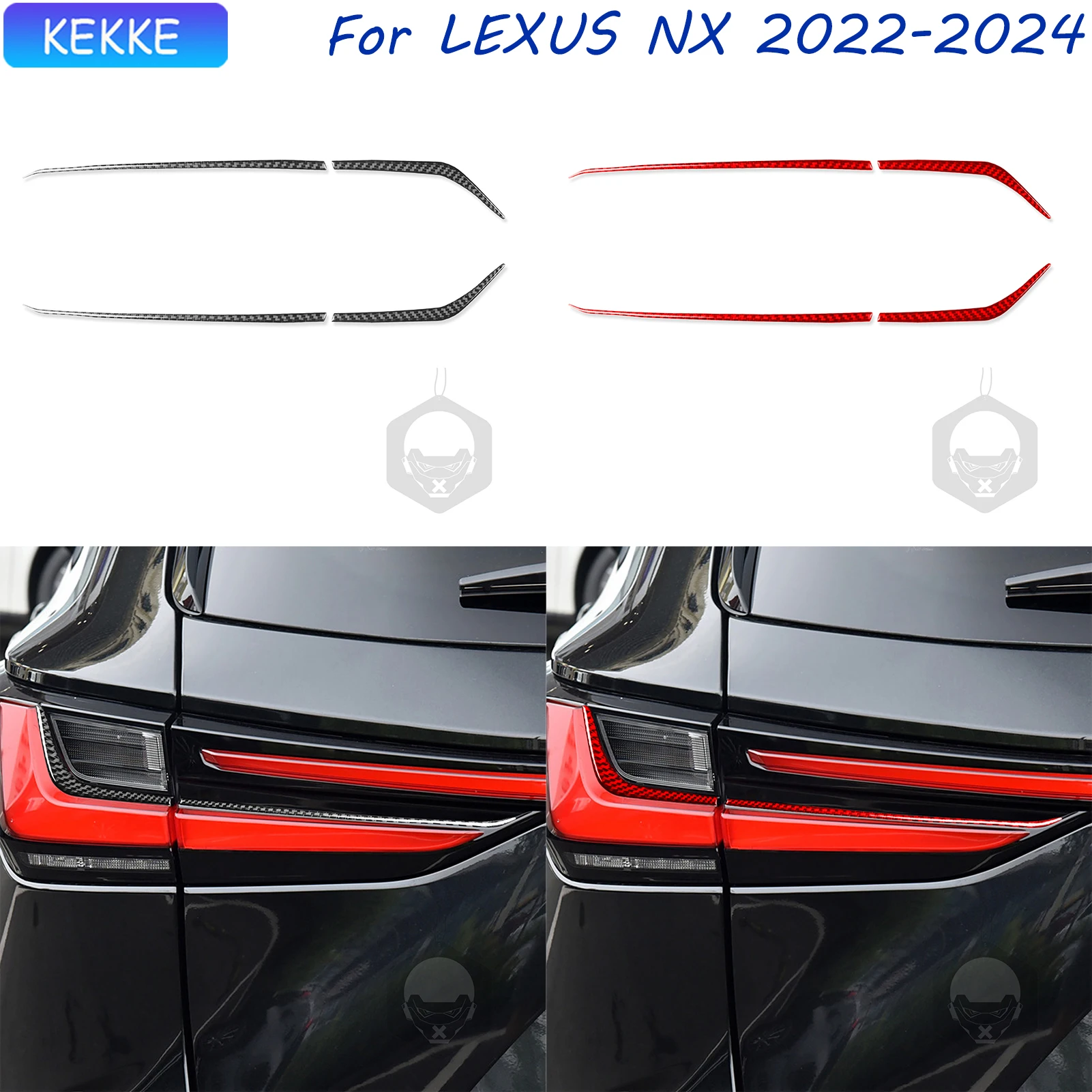 

For Lexus NX Accessories Interior 2022-2024 Rear Tail Lights Real Carbon Fiber Trim Strip Cover Stickers Auto Decal Accessory