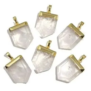 WT-P1829  WKT 2025 Elegant Natural Crystal Quartz Regular Shape Pendant Gold-Plate Pendant Trend Summer Jewelry Gift Fashion