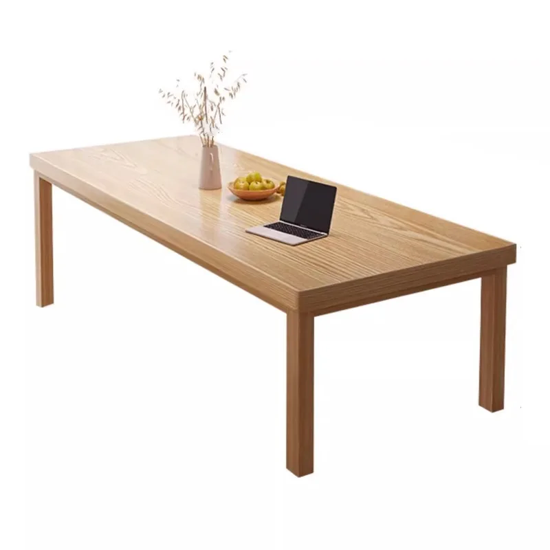 Long Study Table with Solid Wood Legs, Household Computer Workbench for Living Room Daily Use