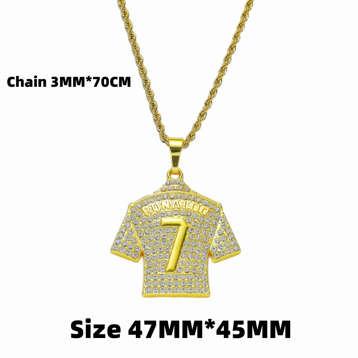 HNSP Cristiano Ronaldo CR7 Jersey Full Zircon Pendant Chain Necklace For Men Male Soccer Fans Gift Hip Hop Jewelry