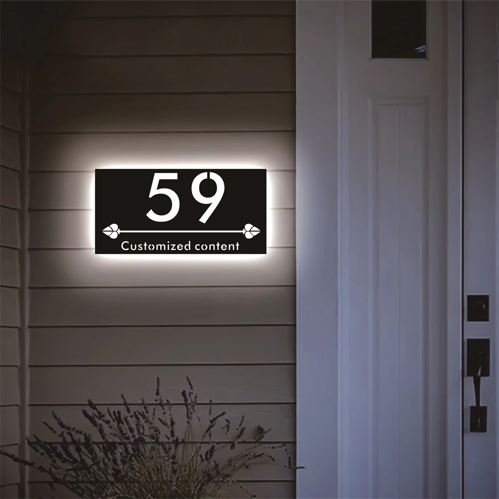 Imagem -02 - Sinal Numérico Personalizado Led House Placa de Endereço Iluminada Números Brilhantes Visibilidade Noturna Aprimorada Estética Moderna