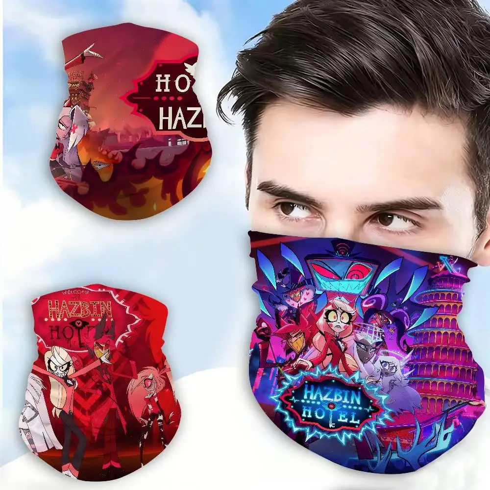 H-Hazbin-Hotel-Cartoon High Elastic Breathable Face Mask Neck Gaiter Tube Scarf for Motorcycle Ski Outdoor Use