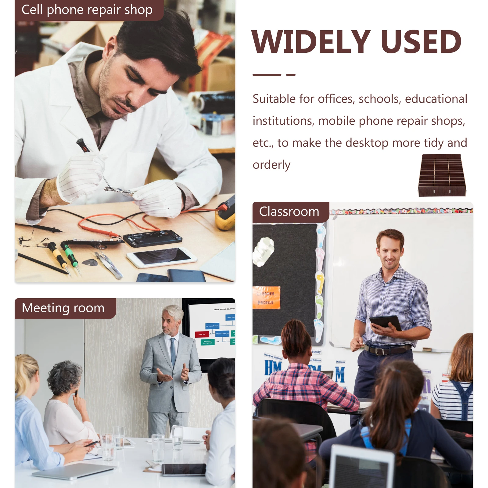 

36 Grids Mobile Phone ganizing Box Storage Box Walnut Classroom Meeting ganizer Multi grid Display Container