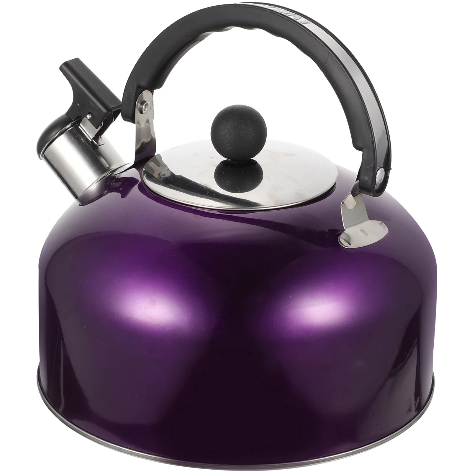 Stainless Steel Whistling Kettle Camping Coffee Pot Water Heating Sounding Spherical Steel= Hot Tea