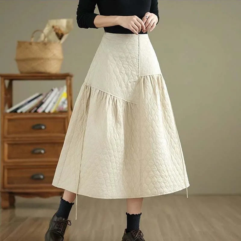 2026 Skirt Clothes Oversized Cotton Vintage High Waist Spring Autumn Winter Casual Loose Long Woman Skirts Womens
