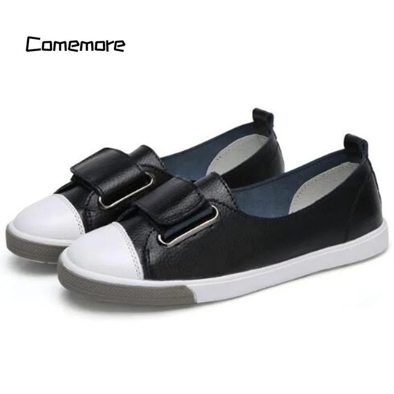 Comemore Moccasins White Leather Slip-on Shoes Woman 2023 Spring Autumn Ladies Casual Shoe Moccasins Fashion Loafers Women Flats