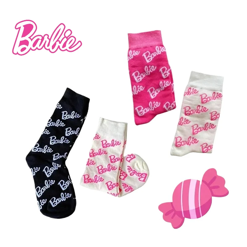 

Barbie Cute Cotton Socks Cartoon Anime Trend Fashion Black & White Pink Girls Sports Alphabet Socks Boys Gifts Students Gifts