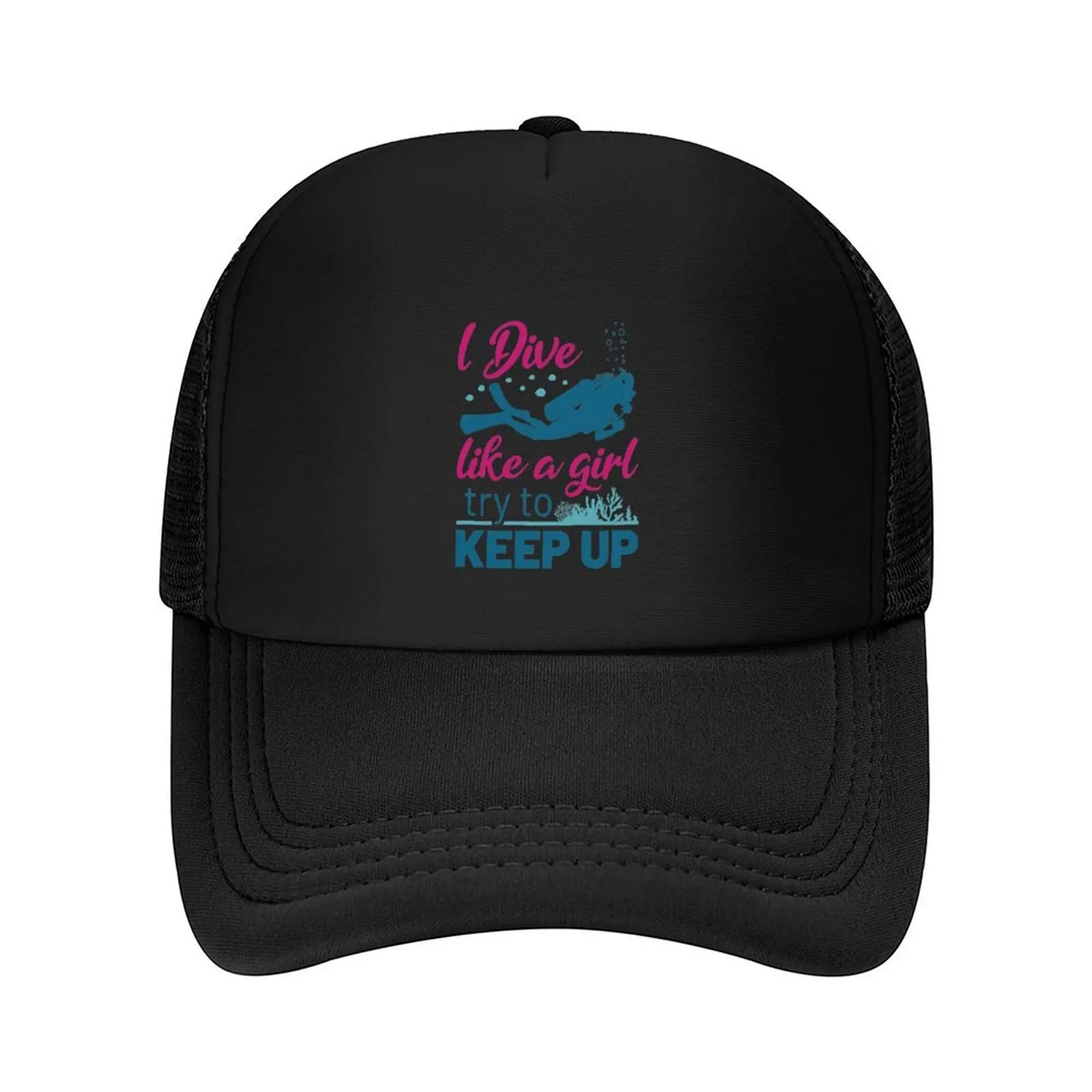 

I Dive Like a Girl Try to Keep Up Scuba Diving Women Baseball Cap Sun Cap Icon western Hat hats for men Women's Beach Men's