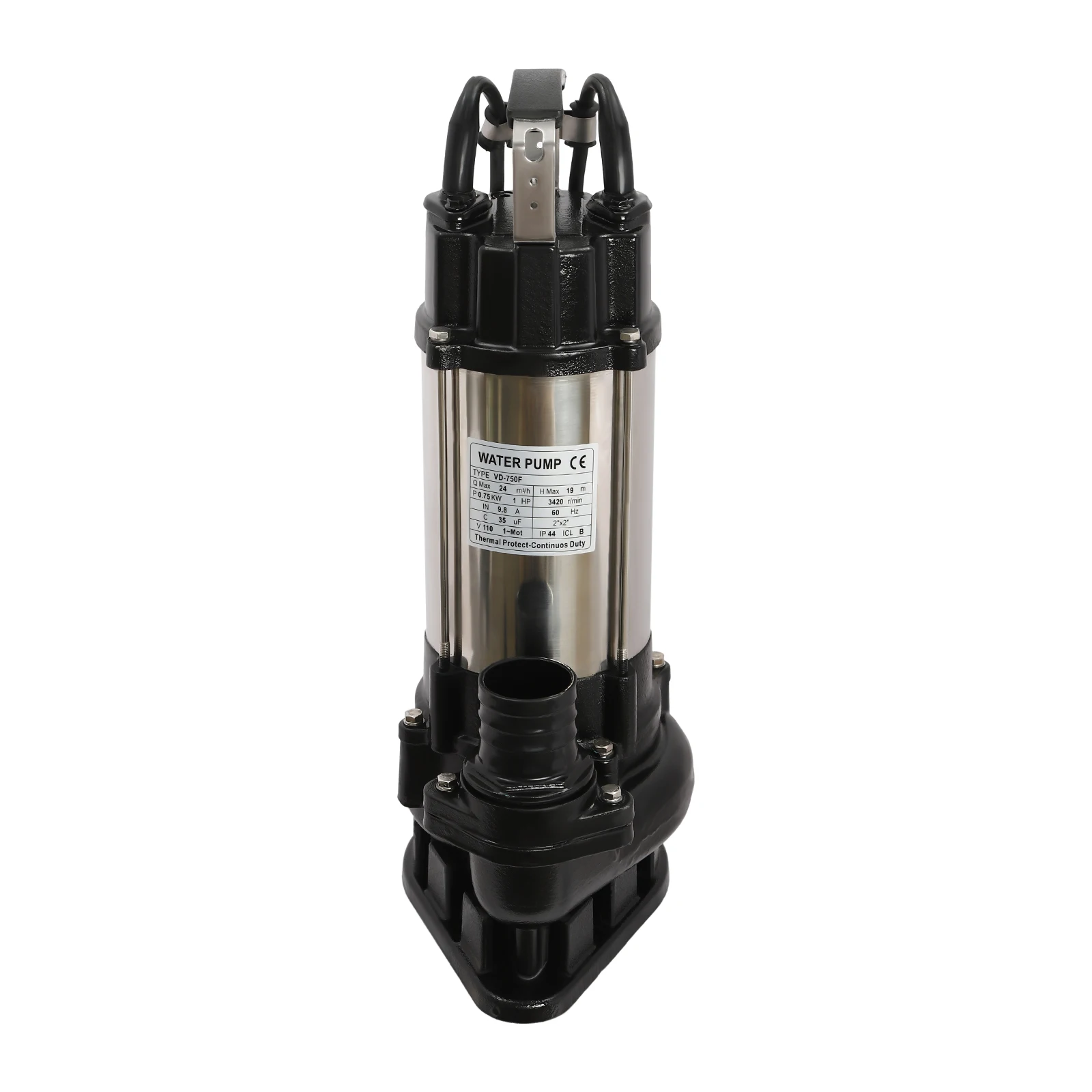 1HP Sewage Sump Pump Submersible Effluent/Sewage Pump Basement Sewer Pump Space-saving