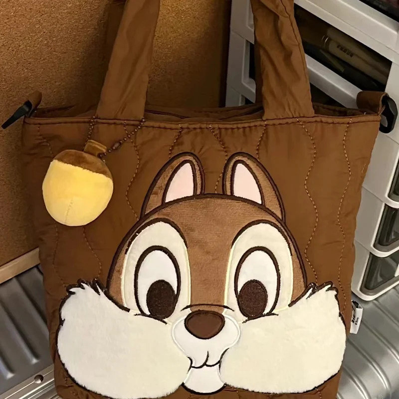 Disney Anime Chip&Dale Winter Large-Capacity Tote Handbag Cute College Student Commuter Shoulder Cartoon Crossbody Bag Girl Gift