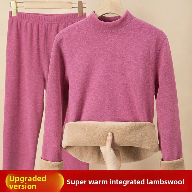Winter Thermal Underwear Sets Men Women Velvet Tops +Long Pants Comfortable Skin-friendly Elastic Thickening Warm 2 Piece Set