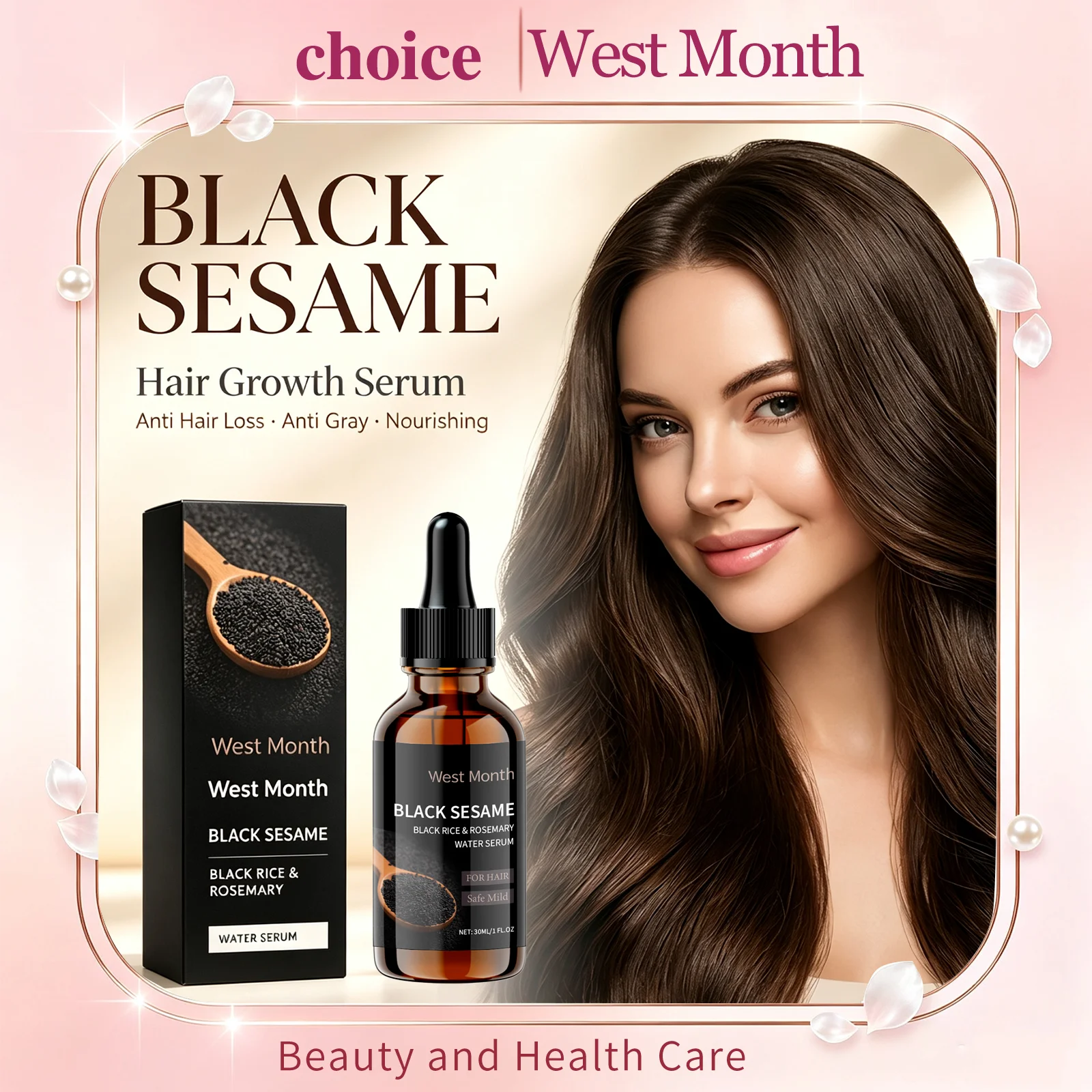 Split End Repair Serum - เซรั่มบำรุงเส้นผม West Month สูตรข้าวสีดำและโรสแมรี่ ป้องกันผมร่วง กระตุ้นการงอกใหม่
