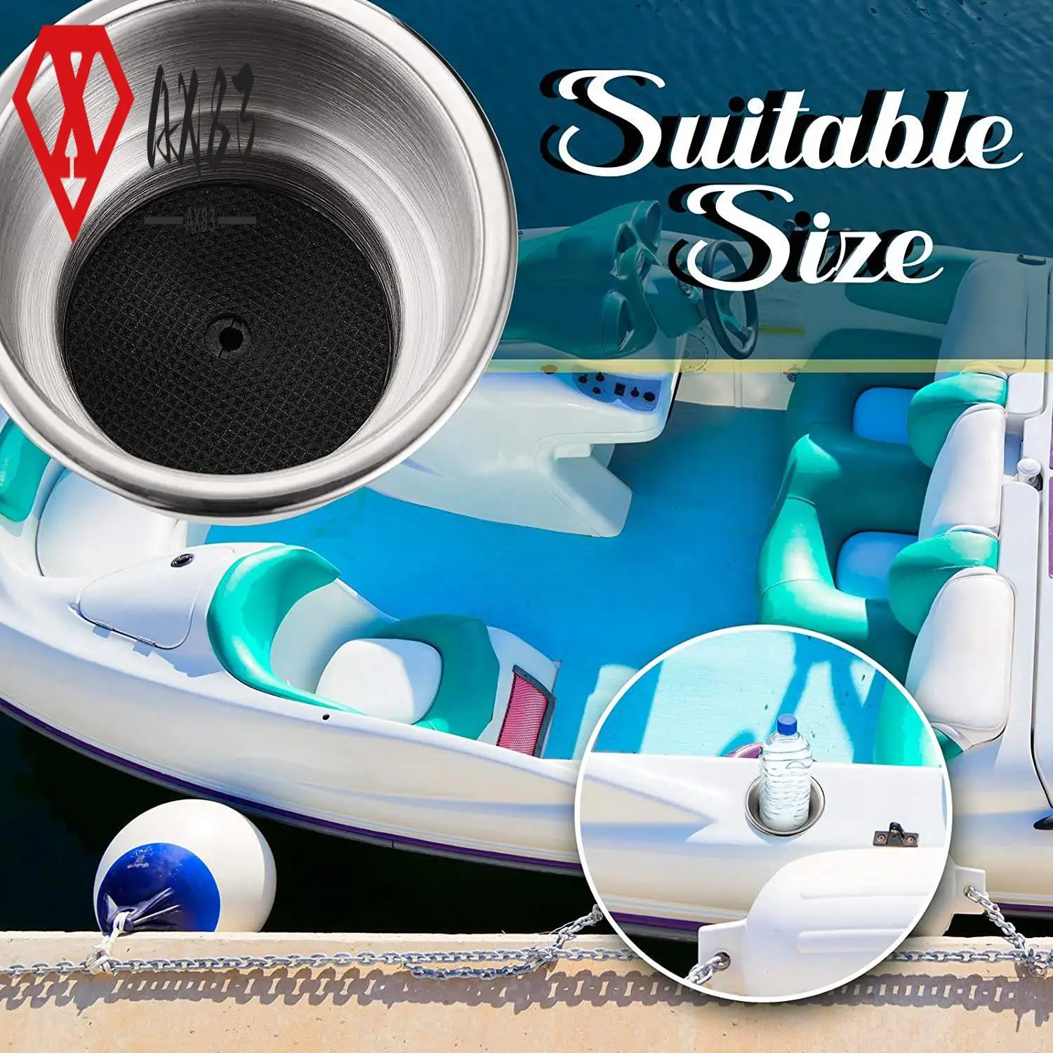 

AX83-2 Pieces Stainless Steel Cup Drink Holder Boat Cup Drink Holder With Drain For Marine Boat RV Car Trailer