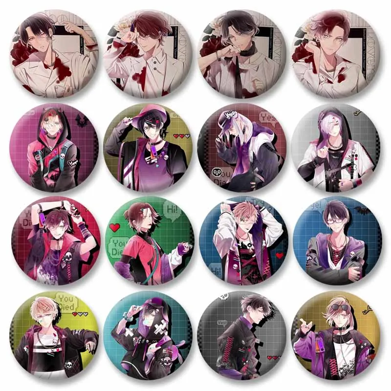 Série de jogos quentes diabolik amantes botão macio pinos dos desenhos animados broche redondo na mochila ayato kanato laito jóias crachá amigo presentes