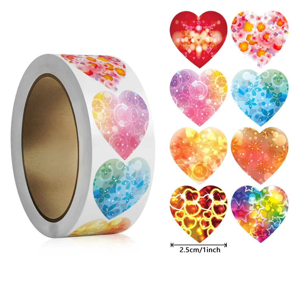 50-500pcs 1inch Red Heart Stickers for Valentine's Day Baking Packaging Sticker Envelope Seals Love Decorative Sticker