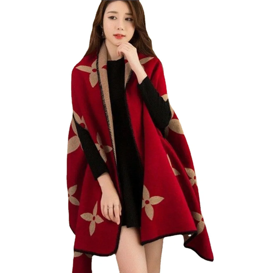 Luxury Shawl Women\'s Outer Wear Thickened Cashmere High-end Autumn and Winter Scarf Dual-use 2023 New Cloak Cloak Coat