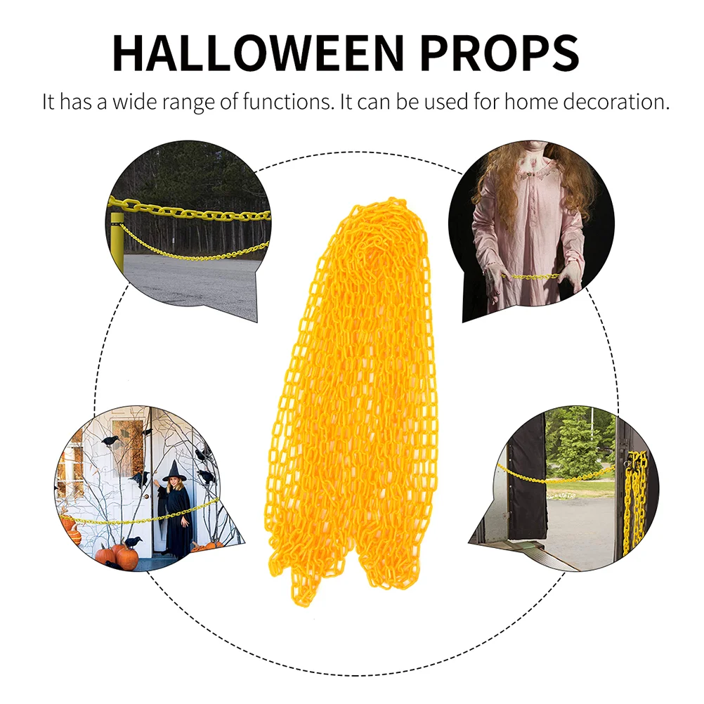 Chaînes décoratives jaunes de 5M, 6mm, pour barrières de sécurité, chaîne de barrière en plastique, sécurité routière, fête costumée d'halloween