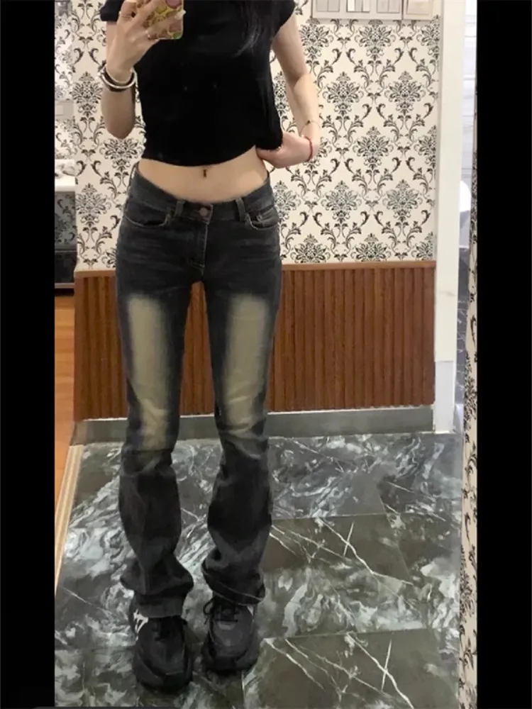 

Low Waist Straight Leg Jeans Women's Spring Autumn Black Washed Extended Length Slimming High Waist Ankle-Length Cigarette Pants