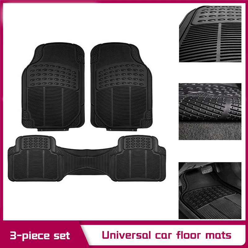 

Car Floor Mats for All Weather Rubber 3pc Set Tactical Fit Heavy Duty Black Universal car floor mats