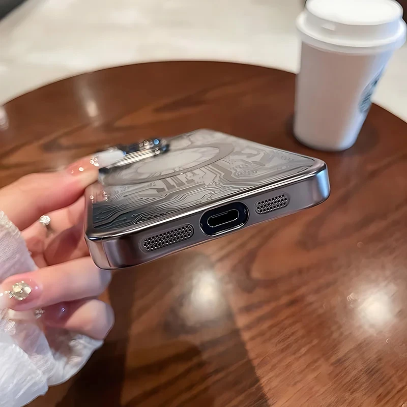 غطاء خلفي فاخر لهاتف For Magsafe الشفاف لهاتف For Apple iPhone 16 15 14 13 12 11 Pro Max 15 Plus للشحن اللاسلكي #5