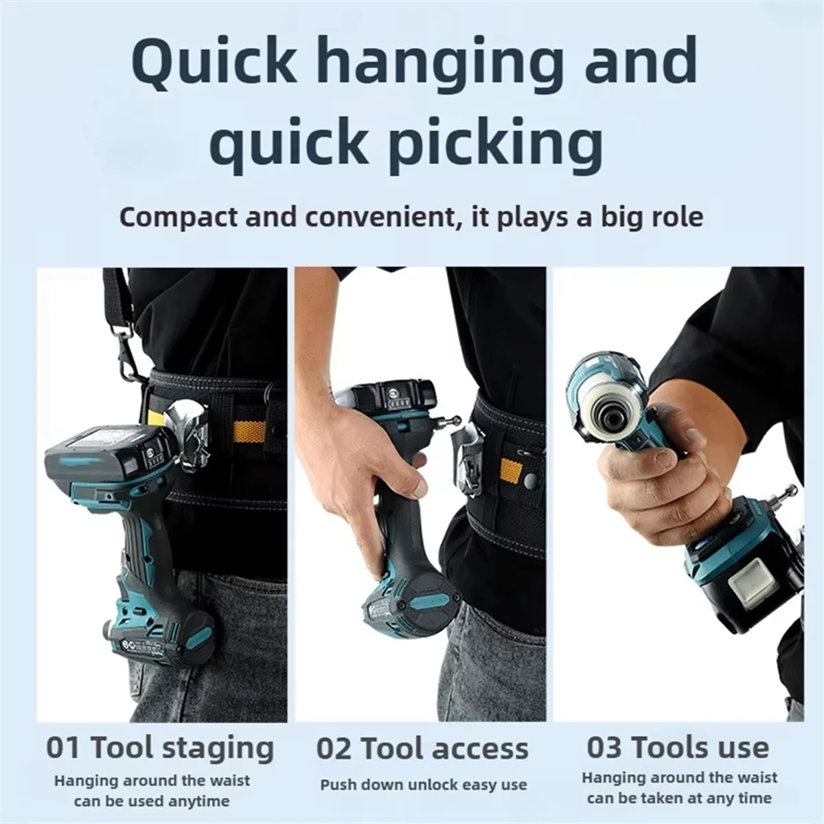 

AA25 10mm Ball Joint Double Lock for Waist Buckle Power Tools Professional Quick Hanging Hook Wood Carpentry Tools