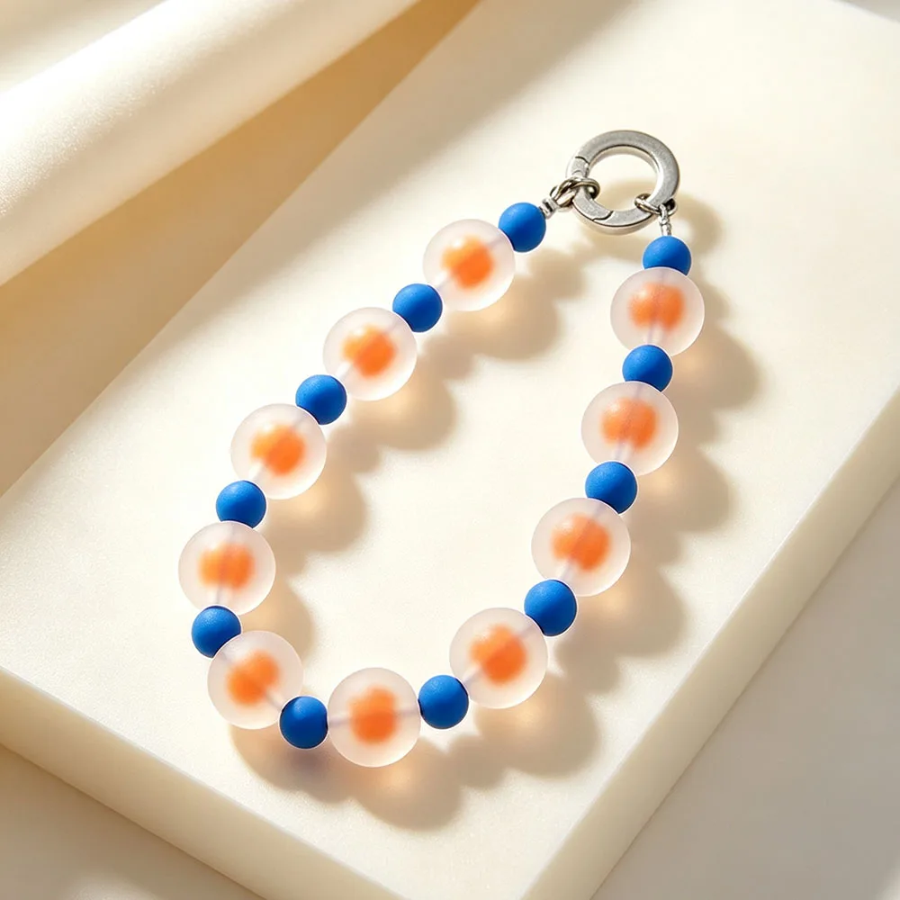 Jelly Colorful Acrylic Beaded Phone Charm Strap Frosted Style Wristlet Lanyard Keychain Pendant for Phone Case Bag Accessories view 6